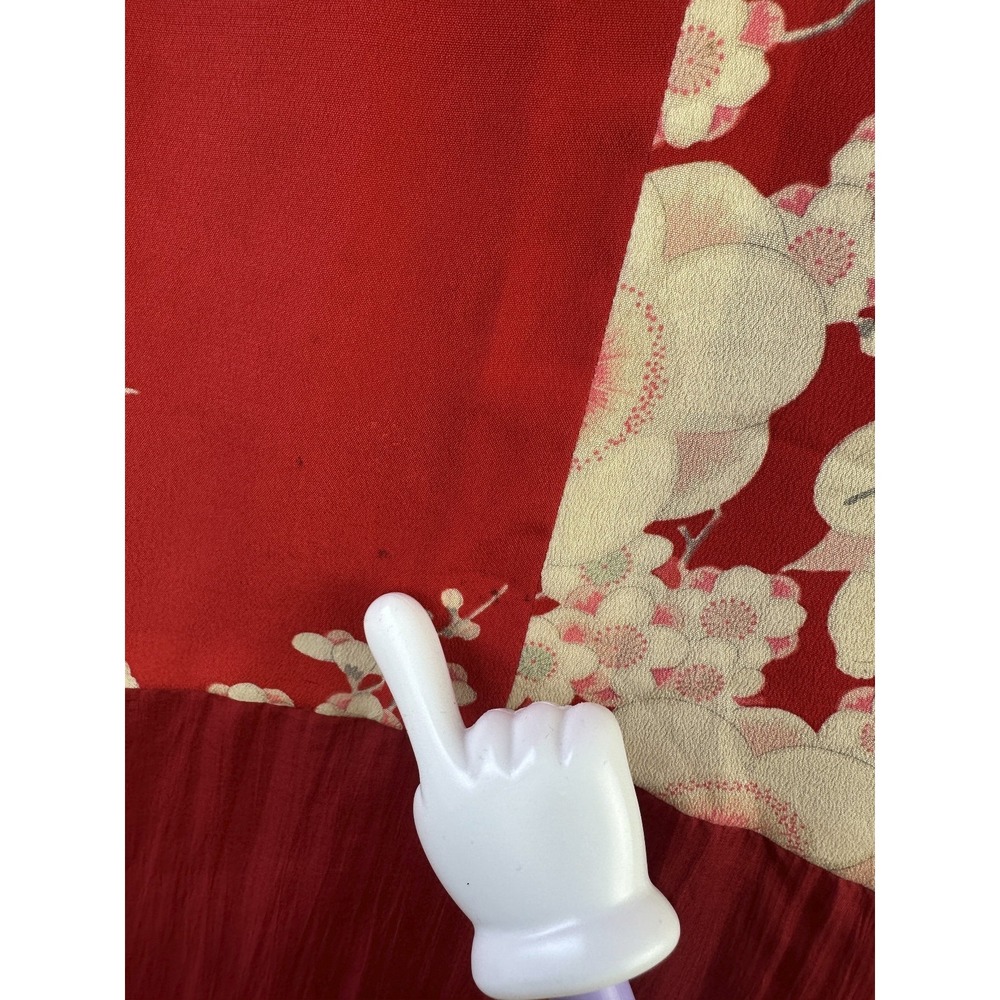 Vintage Itsuko Takeda 100% Silk Kimono Floral Tunic Blouse Red Women No Size - Picture 13 of 16